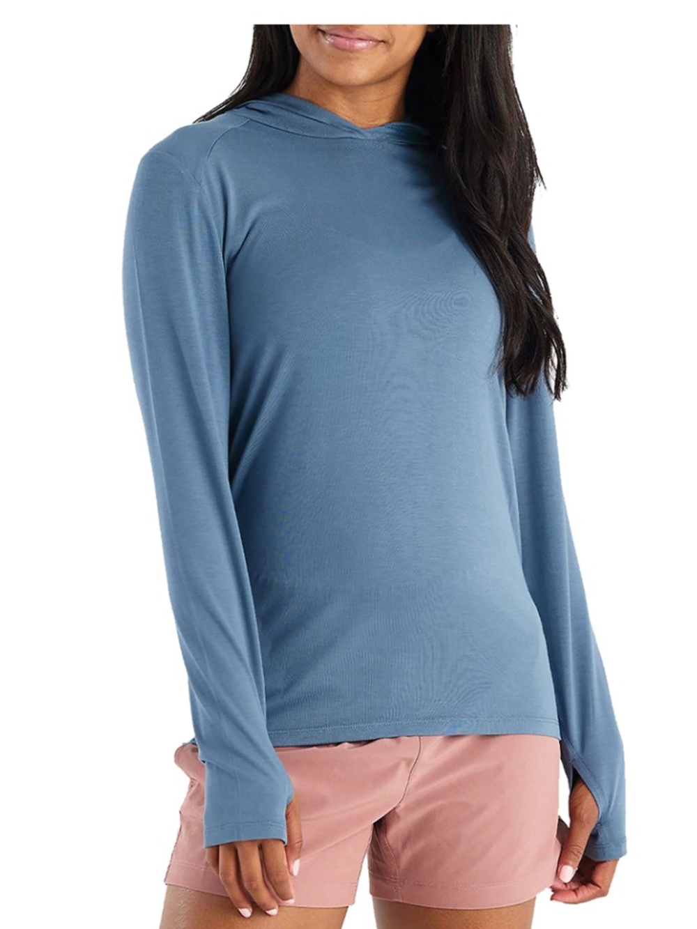 Free Fly Womens S Bamboo Hoodie Blue Long Sleeve Hooded Pullover Shade II Small